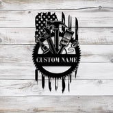 Custom Tools Repair Metal Sign with LED Light Personalized Tools Shop Name Sign Mechanic Tools Decoration Garage Sign